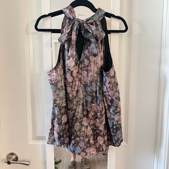 J.Crew Collection Metallic Floral Tie-Back Sleeveless Blouse – Size L - Picture 4 of 6
